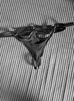 Pu mesh nep leren mannen string, Verzenden, Zwart, Slip