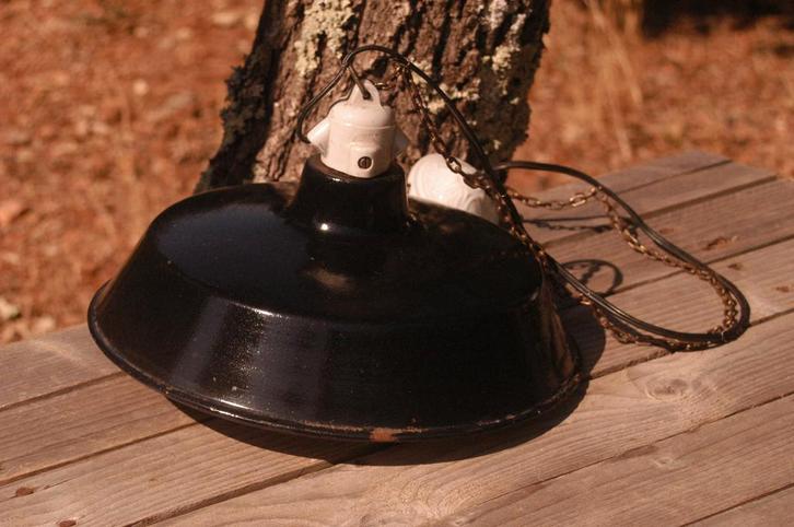 Brocante - Authentieke industriële hanglamp!, Huis en Inrichting, Lampen | Hanglampen, Gebruikt, Minder dan 50 cm, Metaal, Ophalen of Verzenden