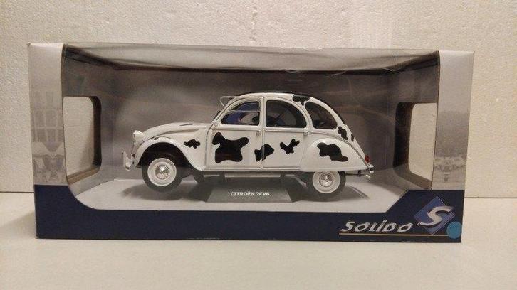 Citroen 2CV 6 Vache koeienprint wit Solido 1:18 KRD, Hobby en Vrije tijd, Modelauto's | 1:18, Zo goed als nieuw, Auto, Solido