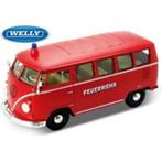VW T1 Classic bus Feuerwehr (D)., Hobby en Vrije tijd, Modelauto's | 1:24, Ophalen of Verzenden, Nieuw, Bus of Vrachtwagen, Welly