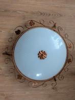 Vintage Brocante Plafonniere/plafondlamp jaren 50, Ophalen of Verzenden, Glas
