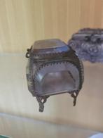 Oud Frans sieraden kistje glas met metaal, Ophalen of Verzenden