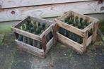 Brocante houten bierkrat met flessen, Ophalen of Verzenden