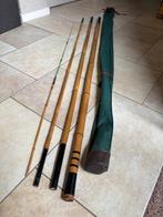 Bamboe vintage hengel met foedraal, Watersport en Boten, Hengelsport | Algemeen, Ophalen of Verzenden, Gebruikt, Vaste hengel