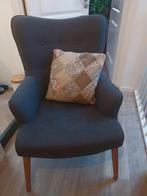 Blauwe fauteuil retrolook, Huis en Inrichting, Fauteuils, Ophalen of Verzenden, Gebruikt, 75 tot 100 cm, 50 tot 75 cm