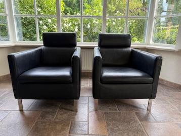 Zwart lederen fauteuils Domicil beschikbaar voor biedingen