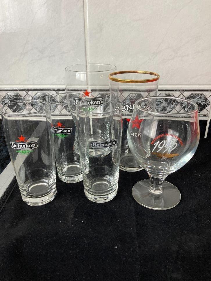 Heineken 6 bierglazen | 5 soorten 4 maten | mancave, Verzamelen, Biermerken, Zo goed als nieuw, Glas of Glazen, Overige merken