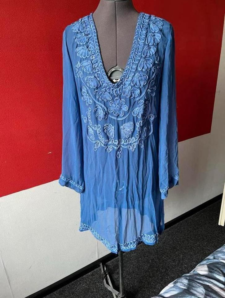 Korenblauwe voile tuniek van Hunza maat M /L . ZGAN, Kleding | Dames, Blouses en Tunieken, Zo goed als nieuw, Maat 38/40 (M), Blauw