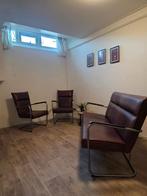 Leren Woonhoek | Bank + 2 Fauteuils | Bauhaus Stijl | €900, Ophalen, Zo goed als nieuw, Metaal, Bauhaus