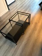 Glazen salontafel, Huis en Inrichting, Tafels | Salontafels, 100 tot 150 cm, Zo goed als nieuw, Minder dan 50 cm, Rechthoekig