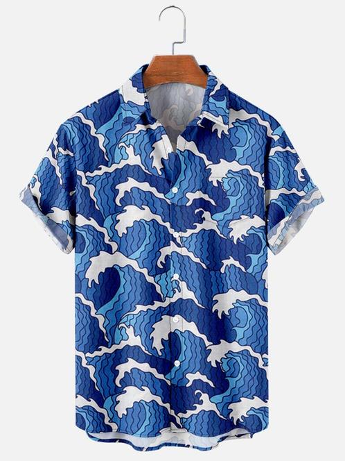 Blauw golven overhemd (heren mannen zee hawaii shirt zomer), Kleding | Heren, Overhemden, Nieuw, Blauw, Verzenden