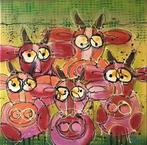 oud schilderij 'koeien', 90 x 90 cm, WEG IS WEG, Antiek en Kunst, Ophalen