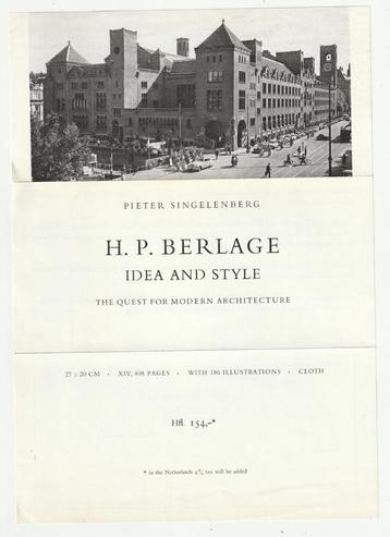 Folder / bestelformulier Singelenberg boek H.P. Berlage beschikbaar voor biedingen
