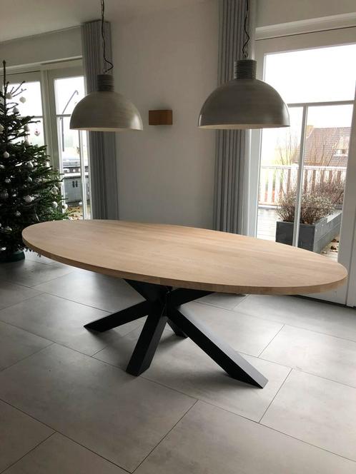 Mooie massief eiken eettafels ovaal, rond, Deens , boomkant, Huis en Inrichting, Tafels | Eettafels, Nieuw, Ovaal, Ophalen of Verzenden