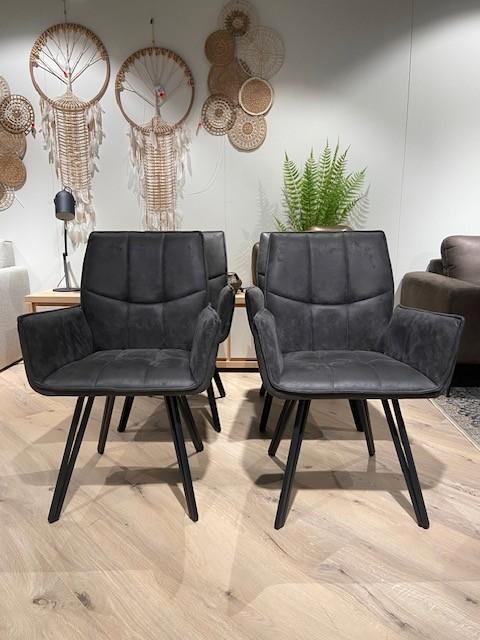 10% EXTRA KORTING! 4x Armstoel Fancy, Huis en Inrichting, Stoelen, Nieuw, Vier, Metaal, Stof, Zwart, Ophalen