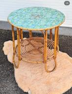 Vintage bamboe salontafel, Huis en Inrichting, Tafels | Salontafels, Gebruikt, 100 tot 150 cm, Minder dan 50 cm, Rechthoekig