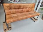 Cognac kalfsleder Eetkamer bank 160cm, Huis en Inrichting, Ophalen, Gebruikt, Minder dan 75 cm, 150 tot 200 cm