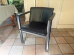 4 donkerblauwe Leolux eetkamerstoelen, Huis en Inrichting, Ophalen of Verzenden, Gebruikt, Blauw