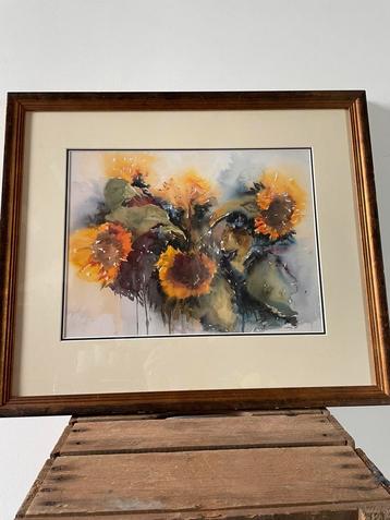 Aquarel met zonnebloemen | Coby van Wijk (1938)