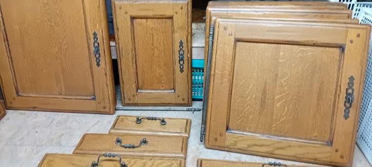 Massief eiken keukenkastdeurtjes en ladefrontjes., Huis en Inrichting, Keuken | Keukenelementen, Gebruikt, Minder dan 100 cm, 50 tot 100 cm