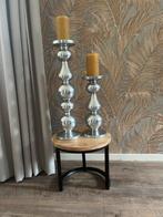 Set zilverkleurige kandelaars, Ophalen, Gebruikt, Metaal, 50 tot 75 cm