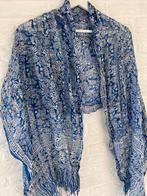Prachtige SJAAL / STOLA blauw blockprint Batik Print etoile, Ophalen of Verzenden, Zo goed als nieuw, Maat 46/48 (XL) of groter