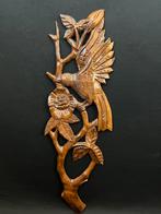 Vintage wandvogel wand decoratie hout  (gelijmd), Huis en Inrichting, Woonaccessoires | Wanddecoraties, Ophalen of Verzenden