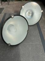 2 Industriele hanglampen, metalen kap, Ophalen, Gebruikt, Metaal, Minder dan 50 cm