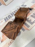 1950 antiek Antieke sieradendoos Hout kist doos met schepen, Antiek en Kunst, Curiosa en Brocante, Ophalen of Verzenden