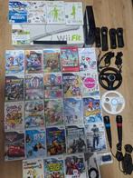 Nintendo Wii met 28 spellen. Just Dance .mario kart, Ophalen of Verzenden, Gebruikt, Met 2 controllers