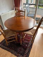 Antieke ronde eettafel met 3 stoelen, Ophalen of Verzenden
