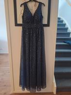 Glitterende blauwe avondjurk - Maat S, Maat 38/40 (M), Blauw, Ophalen of Verzenden, Onder de knie