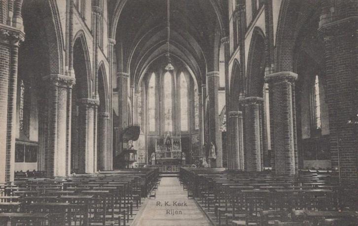 RIJEN - JAREN 20 - interieur kerk, Verzamelen, Ansichtkaarten | Nederland, Gelopen, Noord-Brabant, 1920 tot 1940, Verzenden
