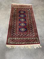 Oosters handgeknoopt tapijt – rood/blauw met franjes, Ophalen of Verzenden