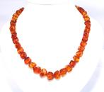 Prachtige 9-KT Gouden Baltische Barnsteen Ketting, Verzenden, Goud, Ketting, Met edelsteen