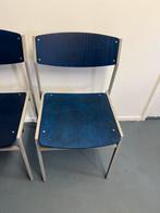 Eetkamer stoelen 4 blauw industrieel, Ophalen of Verzenden, Zo goed als nieuw, Blauw
