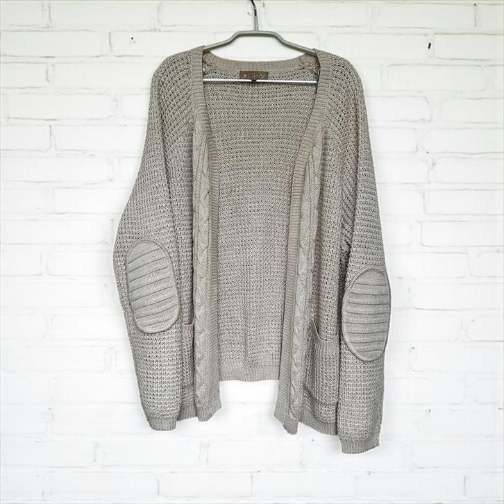 Josh V Vest Maat M Crème Beige Gebreid Kabel Open Indy, Kleding | Dames, Grote Maten, Zo goed als nieuw, Trui of Vest, Beige, Verzenden