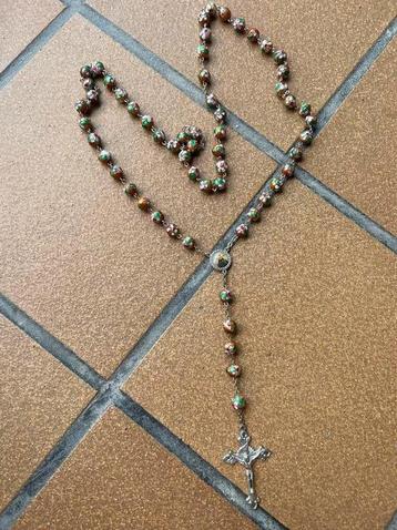 Vintage brocante oude rozenkrans ketting cloisonne collier beschikbaar voor biedingen