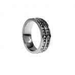 Ring Dames Gepolijst RVS Ring Twee Rijen Glimmende Steentjes, Sieraden, Tassen en Uiterlijk, Birgitta-Gracht 33, 6465 EL Kerkrade, Nederland