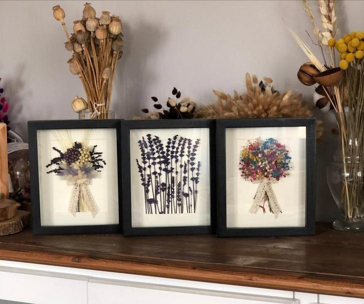 Handgemaakte droogbloemen wanddecoratie – Uniek & natuurlijk, Huis en Inrichting, Woonaccessoires | Lijsten, Nieuw, Minder dan 50 cm