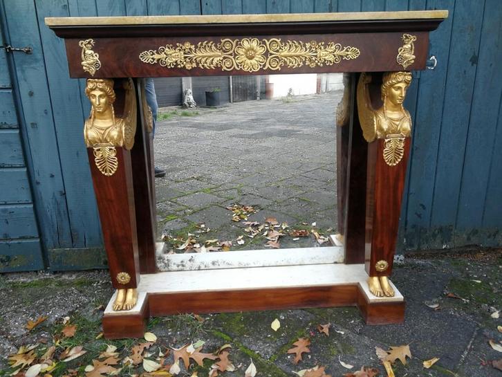 Antieke Trumeau Spiegel - Ca. 1840, Antiek en Kunst, Antiek | Spiegels, Rechthoekig, Ophalen