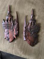 2 indische houten hoofden, Antiek en Kunst, Ophalen