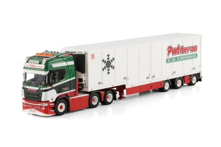 WSI SCANIA R HIGHLINE CR20H 6X2 SEMI BOX TRAILER  PWT THERMO, Hobby en Vrije tijd, Modelauto's | 1:50, Nieuw, Bus of Vrachtwagen