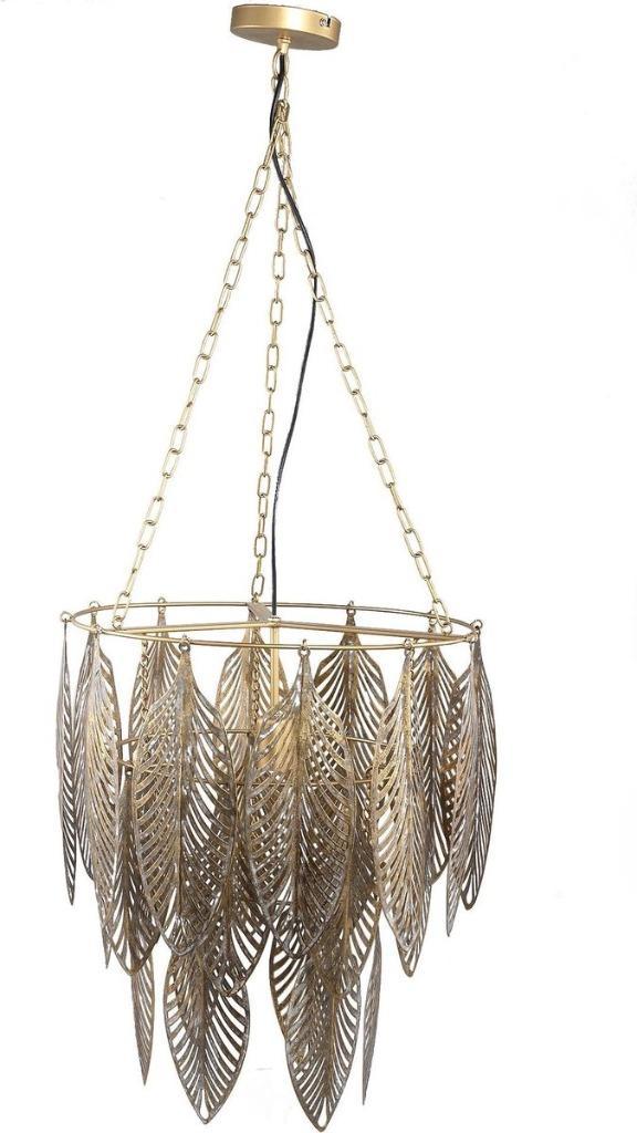 PTMD Tavy Hanglamp BladerenH57xØ46,5 cm Goud Nieuw in Doos, Huis en Inrichting, Lampen | Hanglampen, Nieuw, 50 tot 75 cm, Metaal
