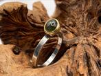 Zilveren ring met gouden acceten steen nefriet maat 22, 20 of groter, Nieuw, Ophalen of Verzenden, Dame of Heer
