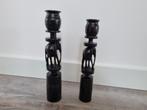 Houten Kaarsenhouder Set met Olifant, Gebruikt, Zwart, Ophalen of Verzenden, Hout
