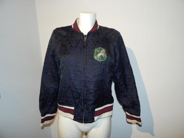 Sandro bomber jack dun gevoerd barok stof embleem 2/M, Kleding | Dames, Jassen | Winter, Zo goed als nieuw, Maat 38/40 (M), Blauw