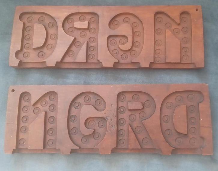 Antieke Suikergoed letters mal DRGN houten mallen, Antiek en Kunst, Antiek | Overige Antiek, Ophalen of Verzenden