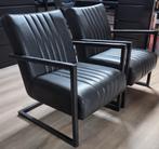 Fauteuils antraciet staal, Huis en Inrichting, Fauteuils, Ophalen of Verzenden, Gebruikt, 75 tot 100 cm, 50 tot 75 cm