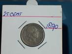 25 Cent 1890 Willem 3, Postzegels en Munten, Munten | Nederland, Koning Willem III, Zilver, 25 cent, Ophalen of Verzenden